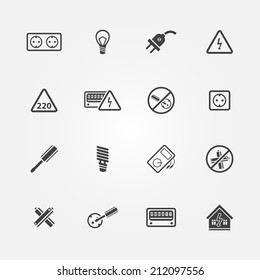 Electricity icons - vector set of home electricity symbols
