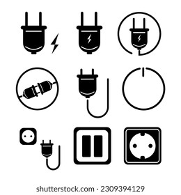 Los iconos de electricidad conjunto vectorial aislado en fondo de color blanco. vector de ilustración