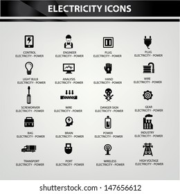 Electricity icons,Black version,vector