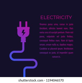 electricity illustration with electric plug, vector