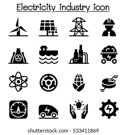 Electricity industry icon set