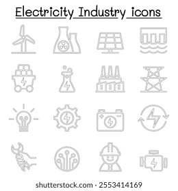 Electricity industry icon in thin line style