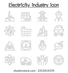 Electricity industry icon in thin line style