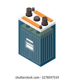 Electricity isometric composition with isolated icon of electric power facility on blank background vector illustration