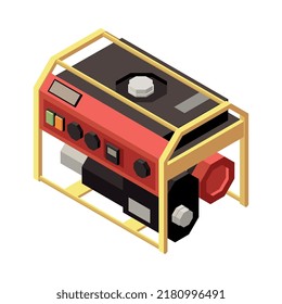 Composición isométrica de electricidad con icono aislado de la central eléctrica en la ilustración vectorial de fondo en blanco