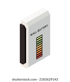 Isoometrische Zusammensetzung elektrischer Energie mit isoliertem Symbol für elektrische Leistung auf unscharfem Hintergrund, Vektorgrafik