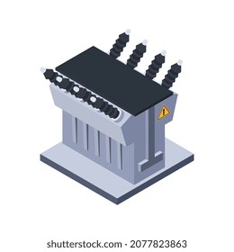 Composición de iconos isométricos electromagnéticos con imagen aislada de ilustración vectorial de unidad de potencia eléctrica