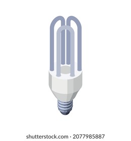 Electricity isometric icons composition with isolated image of energy saving lamp vector illustration