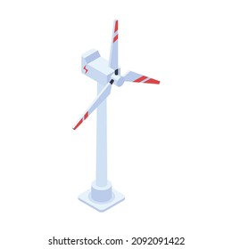 Electricity isometric icons composition with isolated image of wind turbine vector illustration