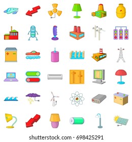 Electricity lamp icons set. Cartoon style of 36 electricity lamp vector icons for web isolated on white background