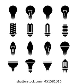 Electricity lamp signs. Light bulb and led lamp vector icons