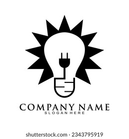Electricity lamp symbol vector logo
