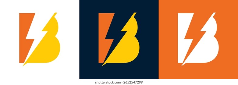 Eletricidade Letra B Logo Vetor Design para Raio Bolt iniciais, empresa, tecnologia e símbolo