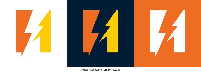 Electricity Letter H Logo Vector Design for Lightning Bolt initials, company, technology and symbol