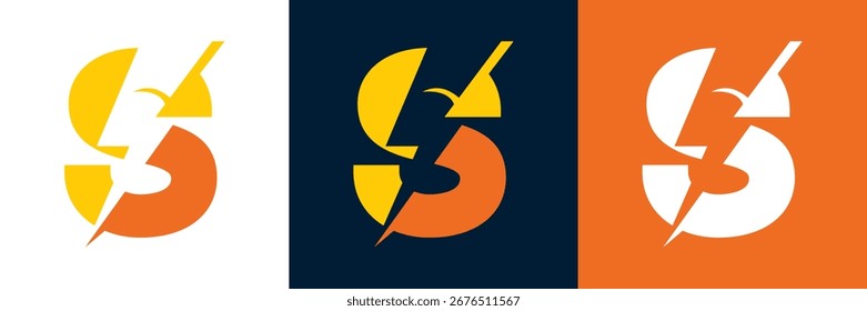 Letra elétrica S Logo Vetor Design para Raio Bolt iniciais, empresa, tecnologia e símbolo
