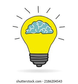 electricity and lighting concept, Vector illustration. Light bulb with rays shine. Energy and idea symbol.