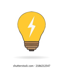electricity and lighting concept, Vector illustration. Light bulb with rays shine. Energy and idea symbol.