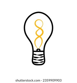 electricity and lighting concept, Vector illustration. Light bulb with rays shine. Energy and idea symbol.