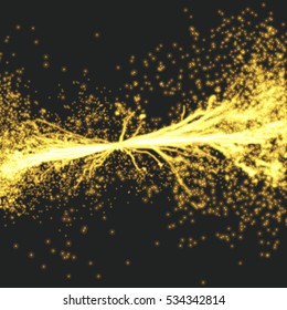Electricity lighting effects. Array with Dynamic Particles. 3d Futuristic technology style. Abstract Background. Glowing points. Vector Illustration. 