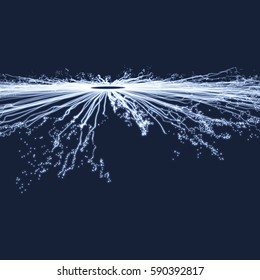 Electricity lighting effects. Array with Dynamic Particles. 3d Futuristic technology style. Abstract Background. Glowing points. Vector Illustration.