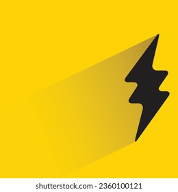 electricity and lighting symbol with shadow on yellow background