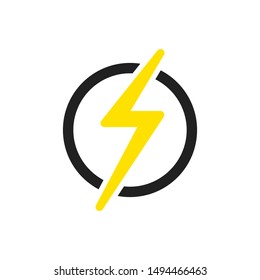electricity, Lightning bolt in circle icon, thunder concept. vector illustration