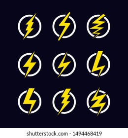 electricity, Lightning bolt in circle icon, thunder concept. vector illustration