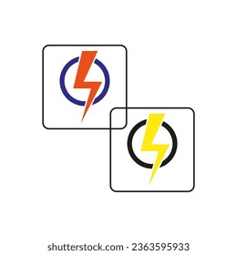 Electricity, lightning bolt in circle icon set. Thunder concept. Vector illustration. EPS 10.