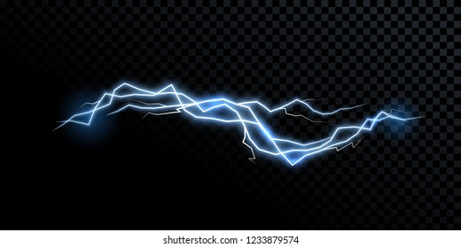 Electricity lightning thunderbolt vector realistic isolated thunder light on transparent background