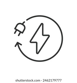 Electricity, in line design. Electricity, Power, Energy, Voltage, Current, Electric, Circuit on white background vector. Electricity editable stroke icon.