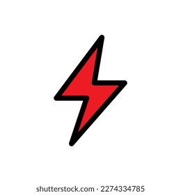 Elektrizitätslinie Symbol einzeln auf weißem Hintergrund. Schwarze flache Ikone im modernen Umriss-Stil. Lineares Symbol und bearbeitbarer Strich. Einfache und Pixel perfekte Strich-Vektorgrafik.