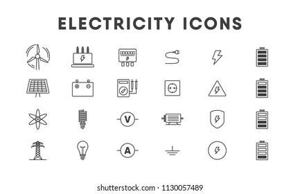 Electricity line icon set. Vector