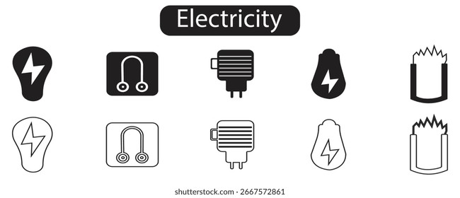 Iconos de línea de electricidad y Vector 
