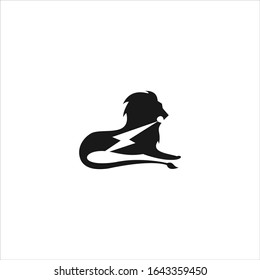 Electricity Lion logo Icon template design in Vector illustration. Black Logo And White Backround 