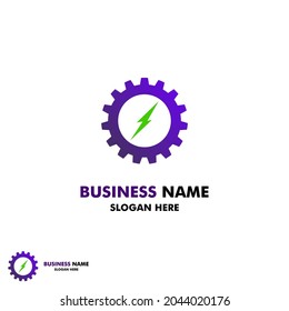 Concepto de diseño de logotipo eléctrico, símbolo eléctrico con equipo