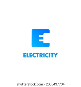 Electricity logo design in square shape, electricity plug icon template, graphic element