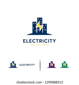 Electricity logo designs concept vector, Building Electricity logo template