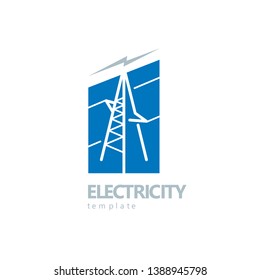 Electricity logo. High voltage pole lines elements.