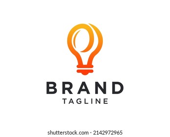 Electricity Logo. Rounded  Icon with Negative Space Light Bulb inside. Usable for Business and Technology Logos. Flat Vector Logo Design Template Element.
