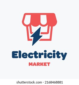 Electricity and market logo in modern style. With a white background