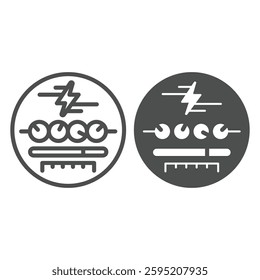 Electricity mechanical counter line and solid icon, electrical service concept. Vector graphics. Counting mechanism sign on white background, outline style icon for mobile or web design