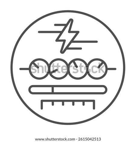Electricity mechanical counter thin line icon, electrical service concept. Vector graphics. Counting mechanism sign on white background, outline style icon for mobile or web design