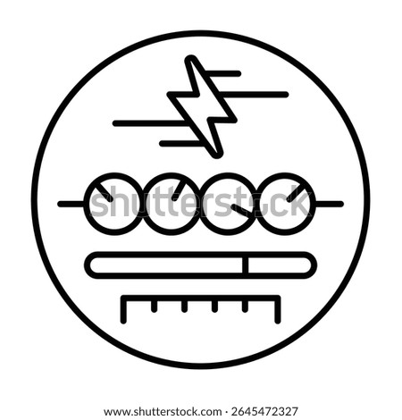 Electricity mechanical counter thin line icon, electrical service concept. Vector graphics. Counting mechanism sign on white background, style mobile or design