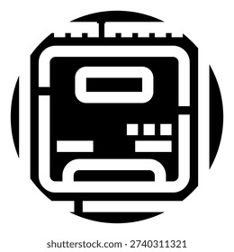 Electricity meter displaying power usage, representing energy monitoring, household utility expenses, and efficient power management with a graphic symbol