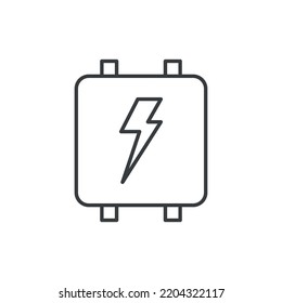 Electricity Meter Icon. A Simple Image Of An Electricity Meter With A Lightning Symbol. Vector Over White Background.