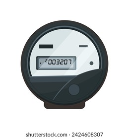 Medidor de electricidad aislado sobre fondo blanco.