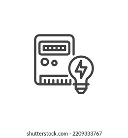 Icono de línea del medidor de electricidad. signo de estilo lineal para concepto móvil y diseño web. Icono del vector de contorno del medidor de voltaje. Símbolo, ilustración del logotipo. Gráficos vectoriales