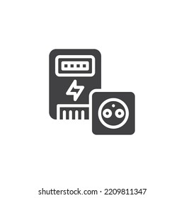 Icono vectorial del medidor de electricidad. signo plano relleno para concepto móvil y diseño web. Icono de zócalo y de glifo medidor eléctrico. Símbolo, ilustración del logotipo. Gráficos vectoriales