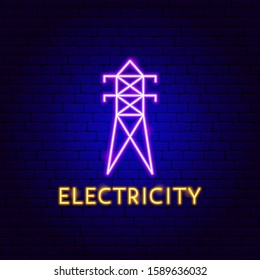 Electricity Neon Label. Vector Illustration of Energy Promotion.