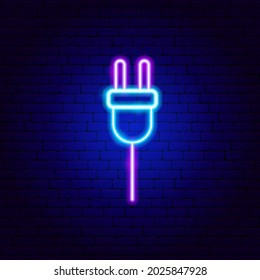 Electricity Neon Sign. Vector Illustration of Electric Promotion.